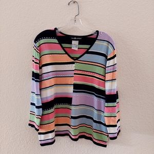 Sag Harbor Multicolor Striped Jersey Top